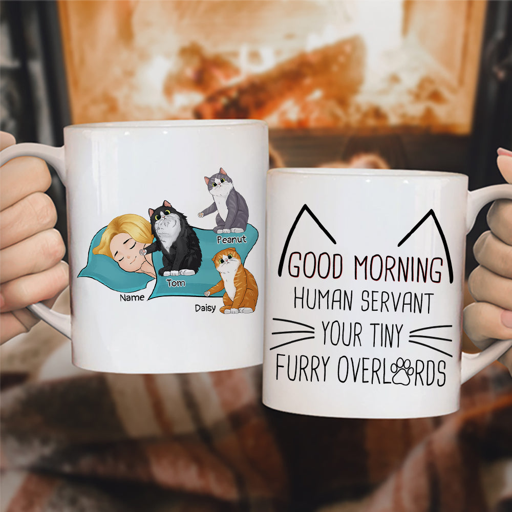 89Customized Good morning human servant version sleeping human personalized mug