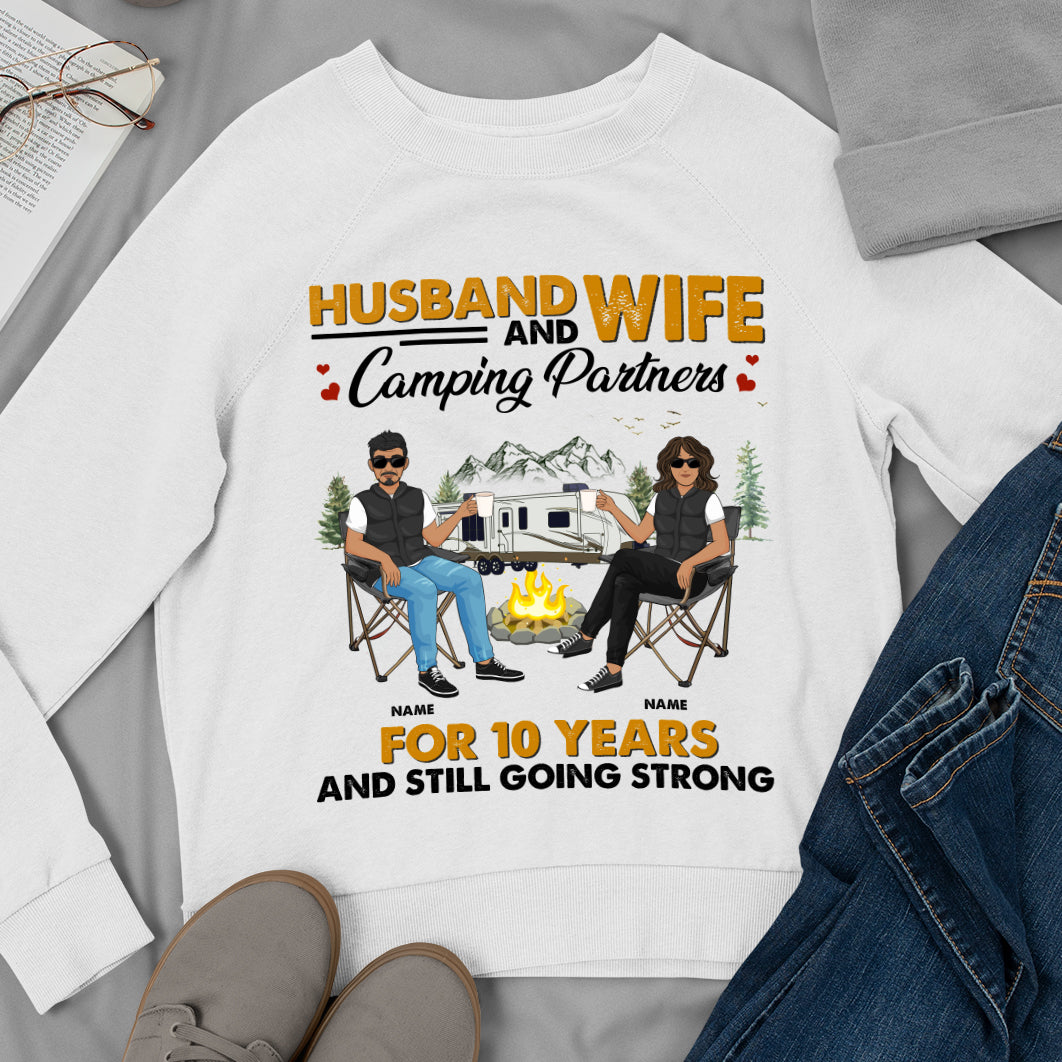89Customized Husband And Wife Camping Partners For 10 Years And Still Going Strong Personalized Shirt