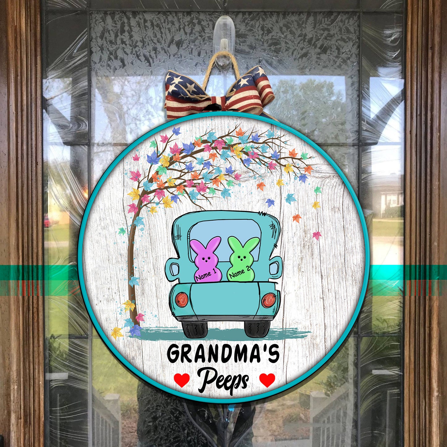 89Customized Family Personalized Wood Sign Grandma's Peeps Happy Easter