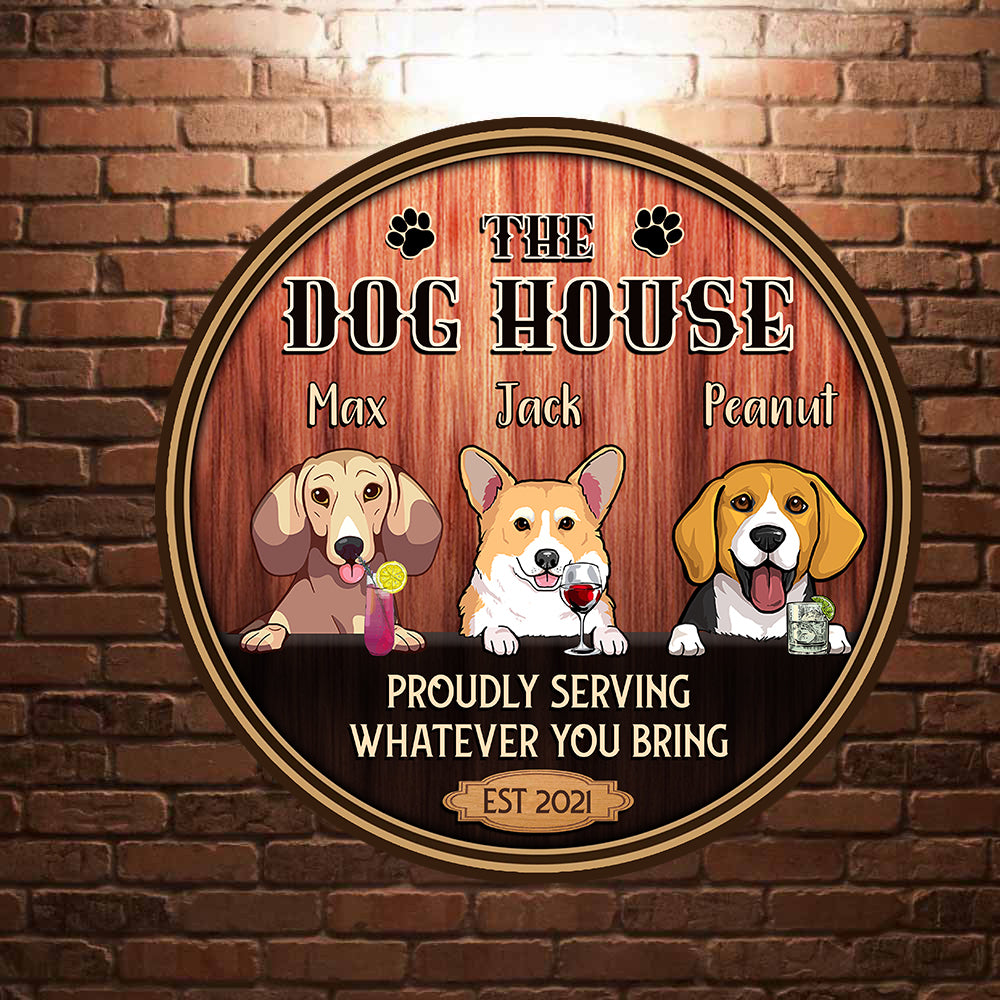 89Customized The dog house bar Customized Wood Sign