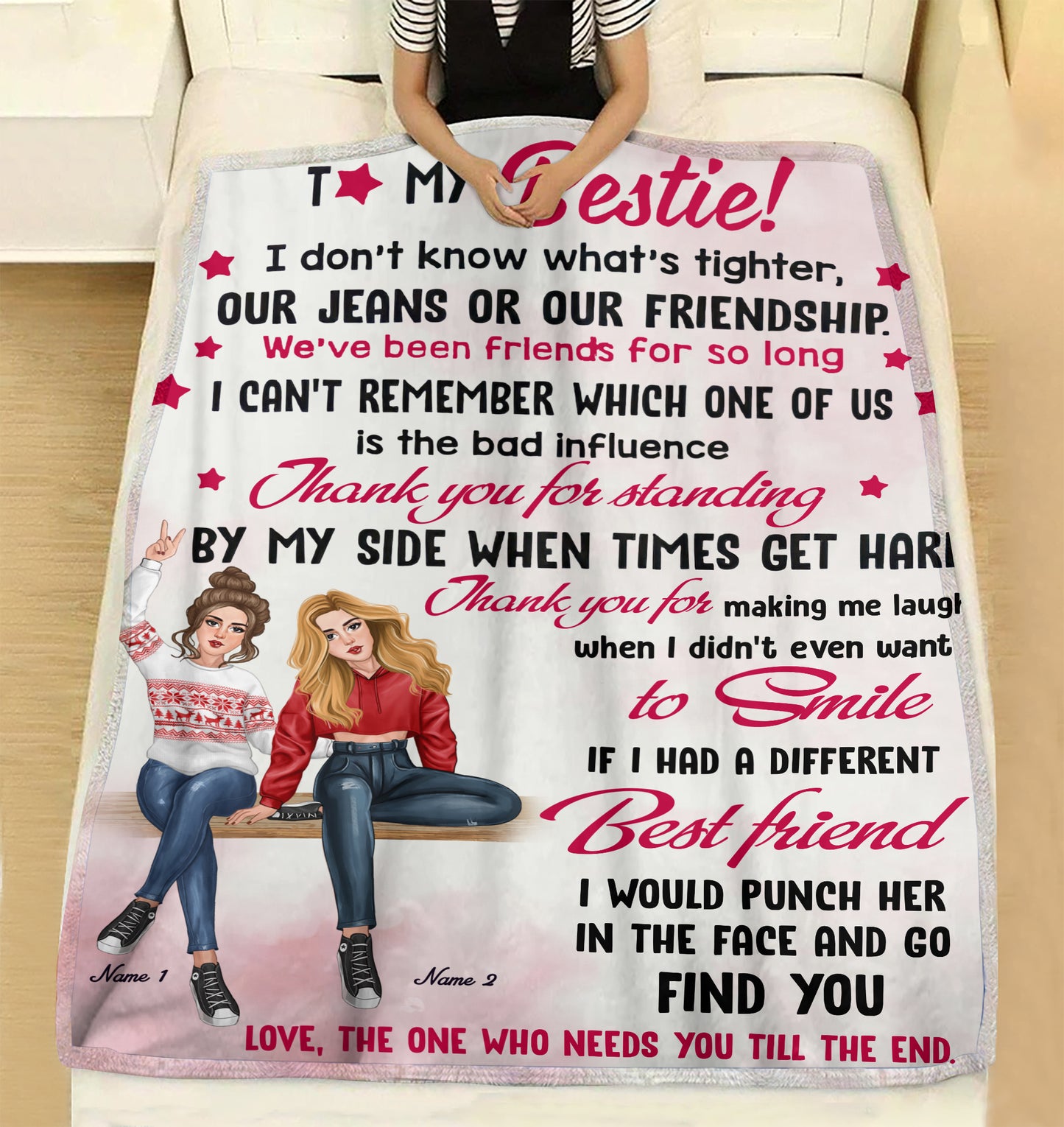 89Customized To My Bestie Personalized Fleece Blanket