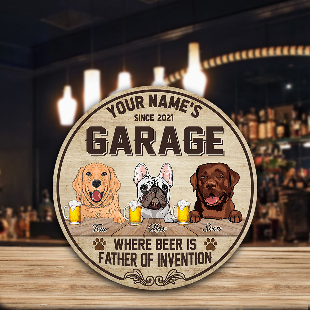 89Customized Garage Where beer is father of invention Customized Wood Sign