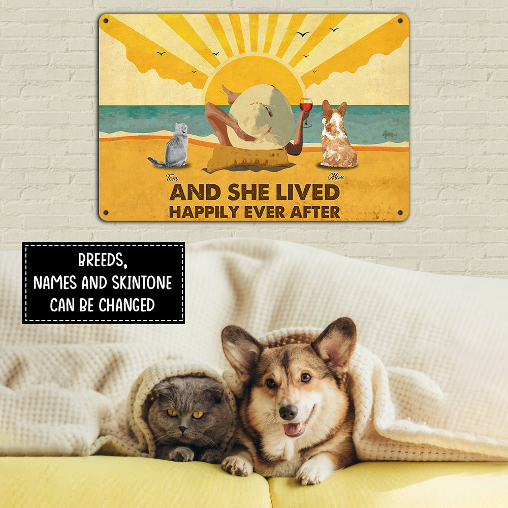 89Customized Dogs And Cats Happily Ever After Personalized Printed Metal Sign