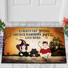 89Customized A crazy cat witch and her handsome devil live here Customized Doormat