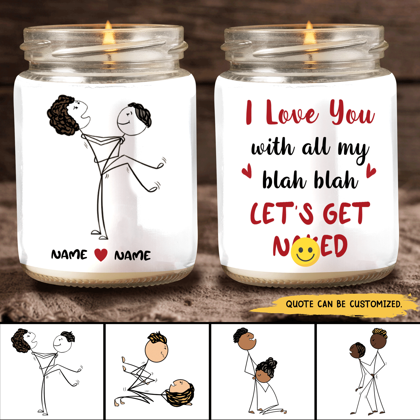89Customized Funny | Naughty | Dirty | Mature Gift | Stick Couple | Personalized Candle