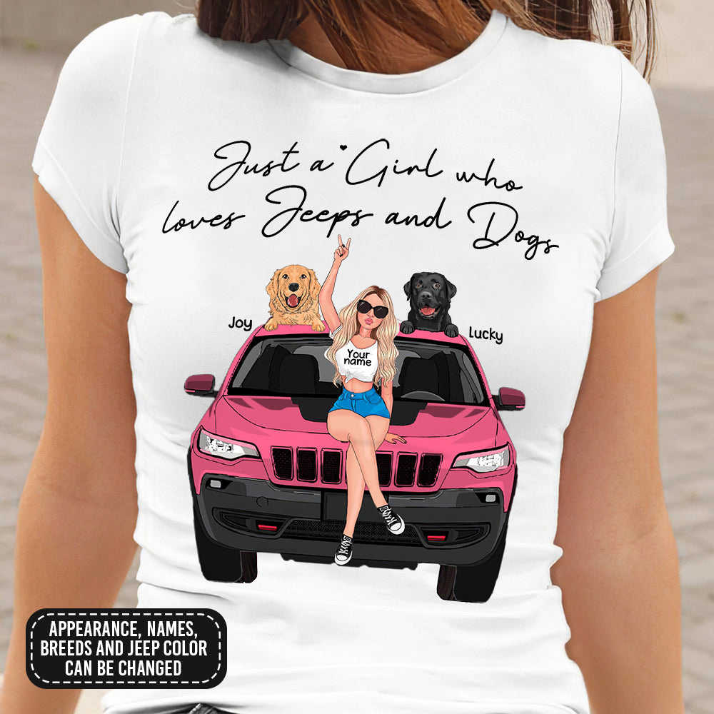 89Customized New Jeep Cherokee Just A Girl Who Loves Jeeps And Dogs Personalized Shirt