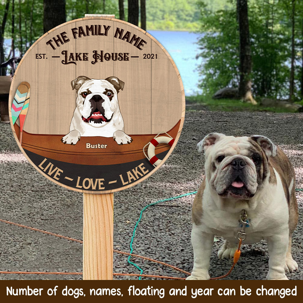 89Customized Dogs Lake House Personalized Wood Sign