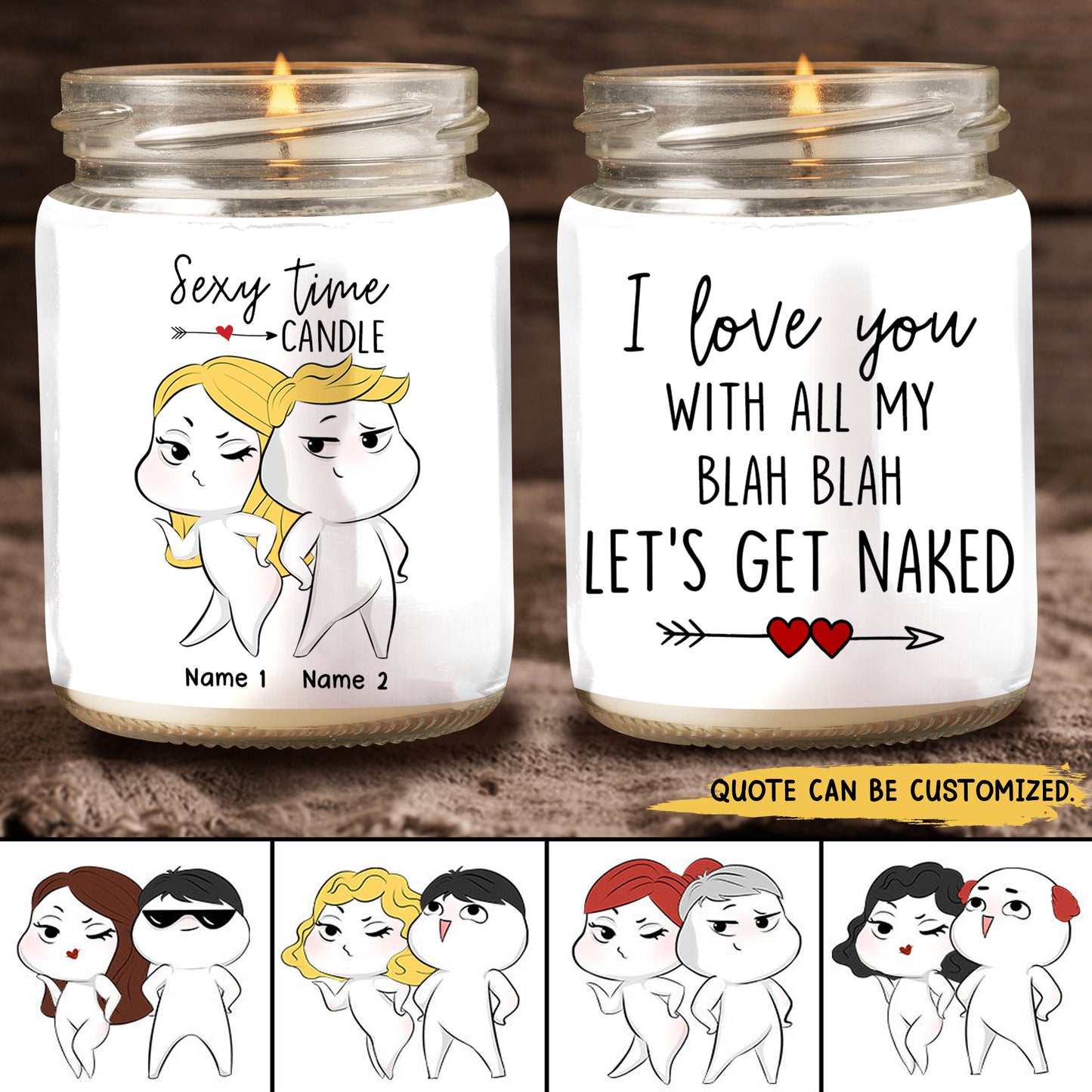 89Customized I love you with all my blah blah Ver 2 Funny Couple Personalized Candle