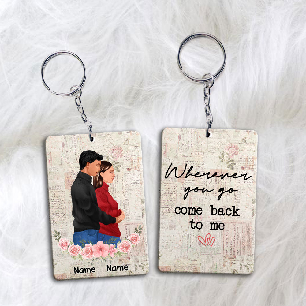 89Customized Drive safe I need you here with me Valentine's Gift for Lovers Husband Wife Personalized Keychain