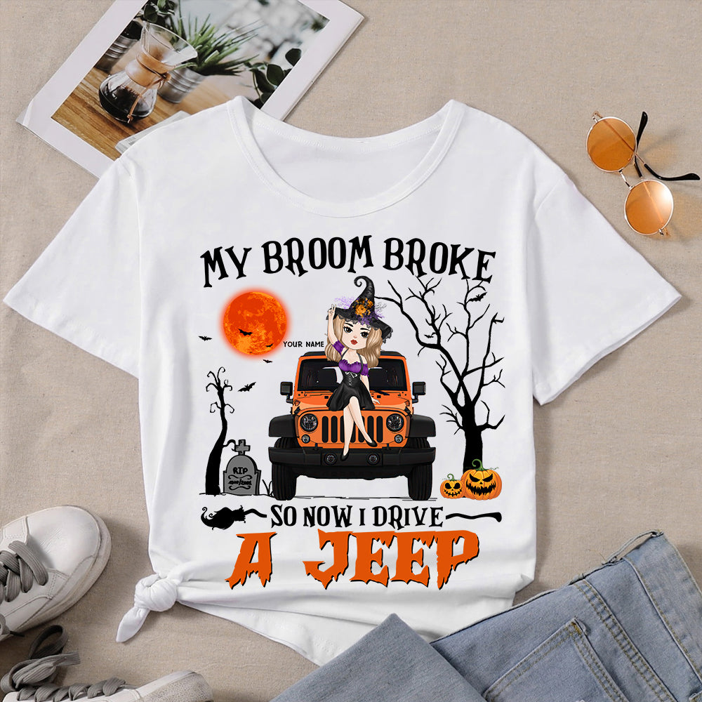 89Customized My broom broke so now I drive a Jeep Chibi Witch Customized Shirt