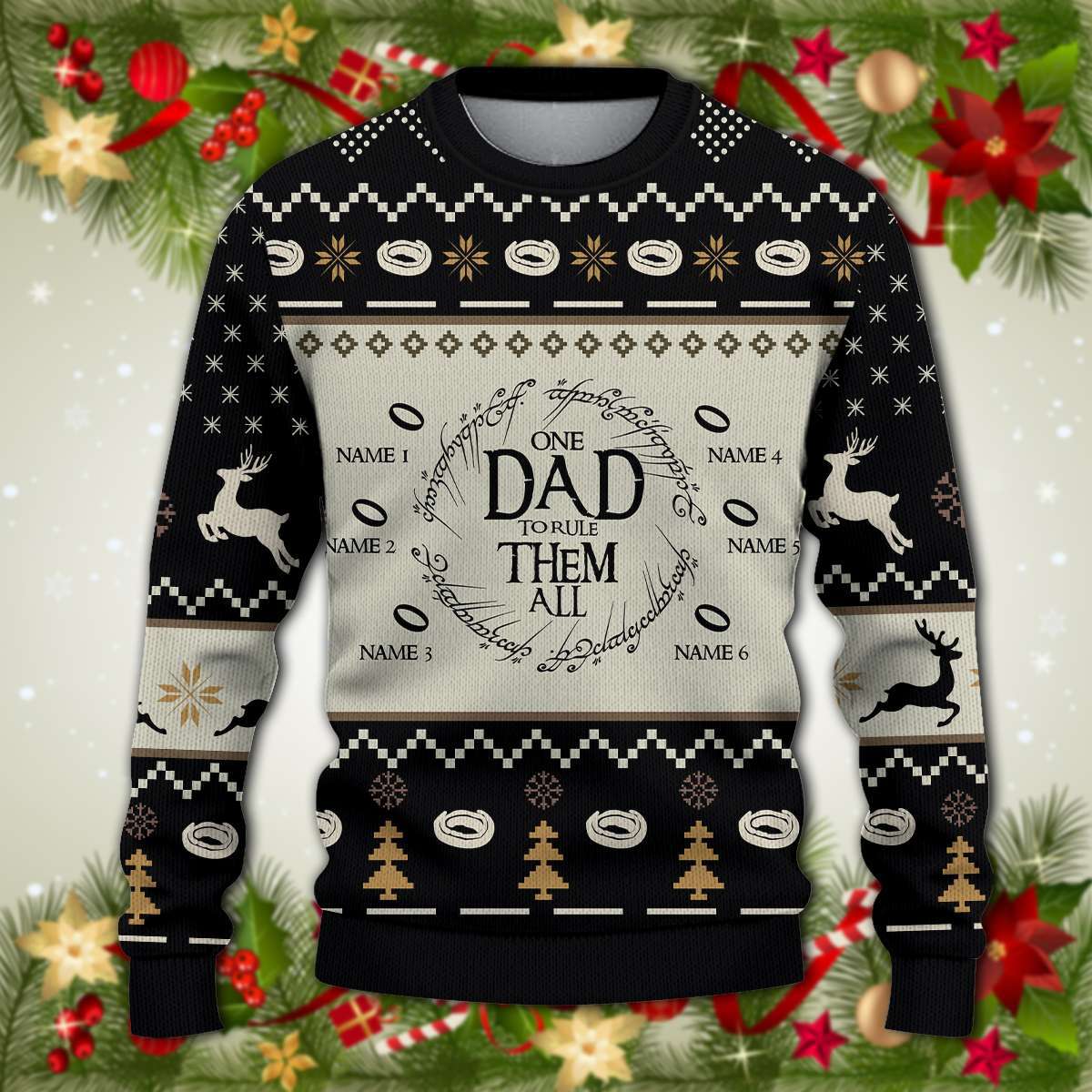 89Customized One dad to rule them all personalized ugly sweater