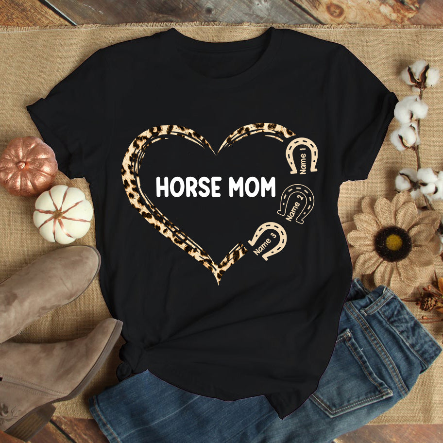 89Customized Horse mom Leopard heart personalized shirt