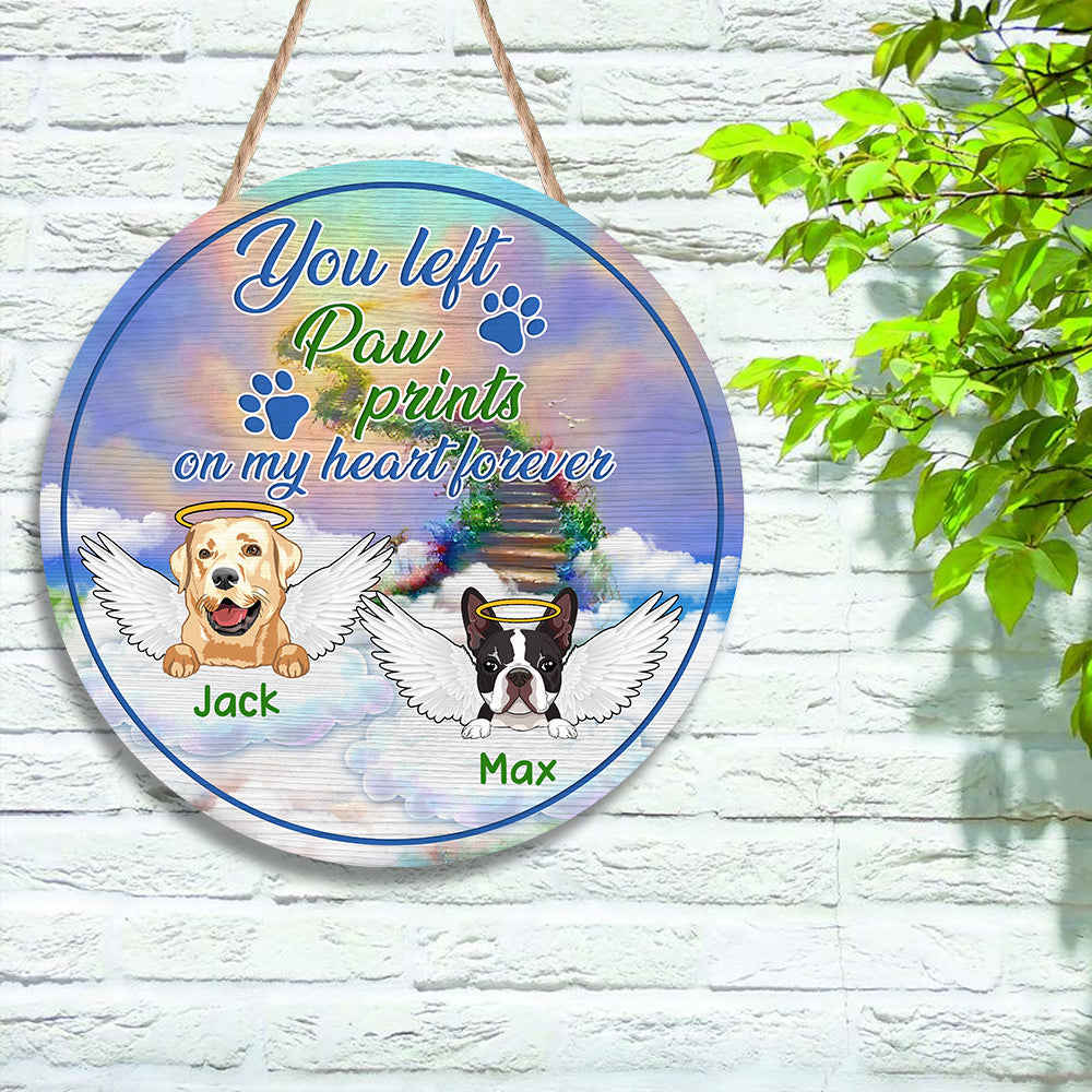 89Customized You left paw prints on my heart forever Angel Dog Dog Memorial Wood Sign