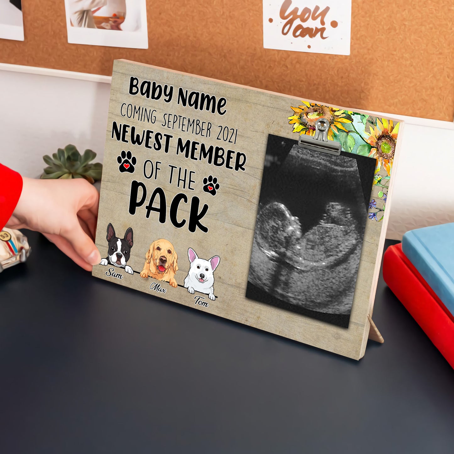 89Customized Newest member of the pack personalized photo clip frame