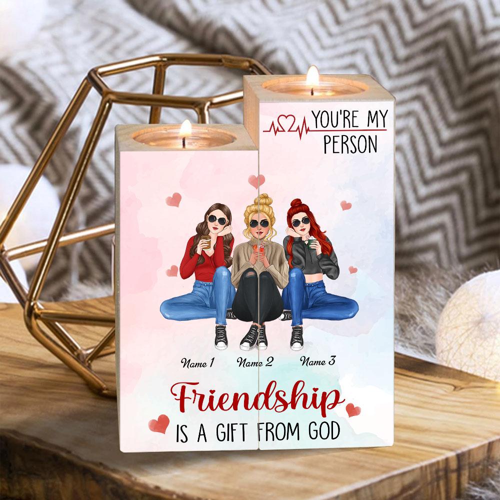 89Customized We'll Be Friends Until We're Old And Senile Then We'll Be New Best Friends Personalized Candle Holder