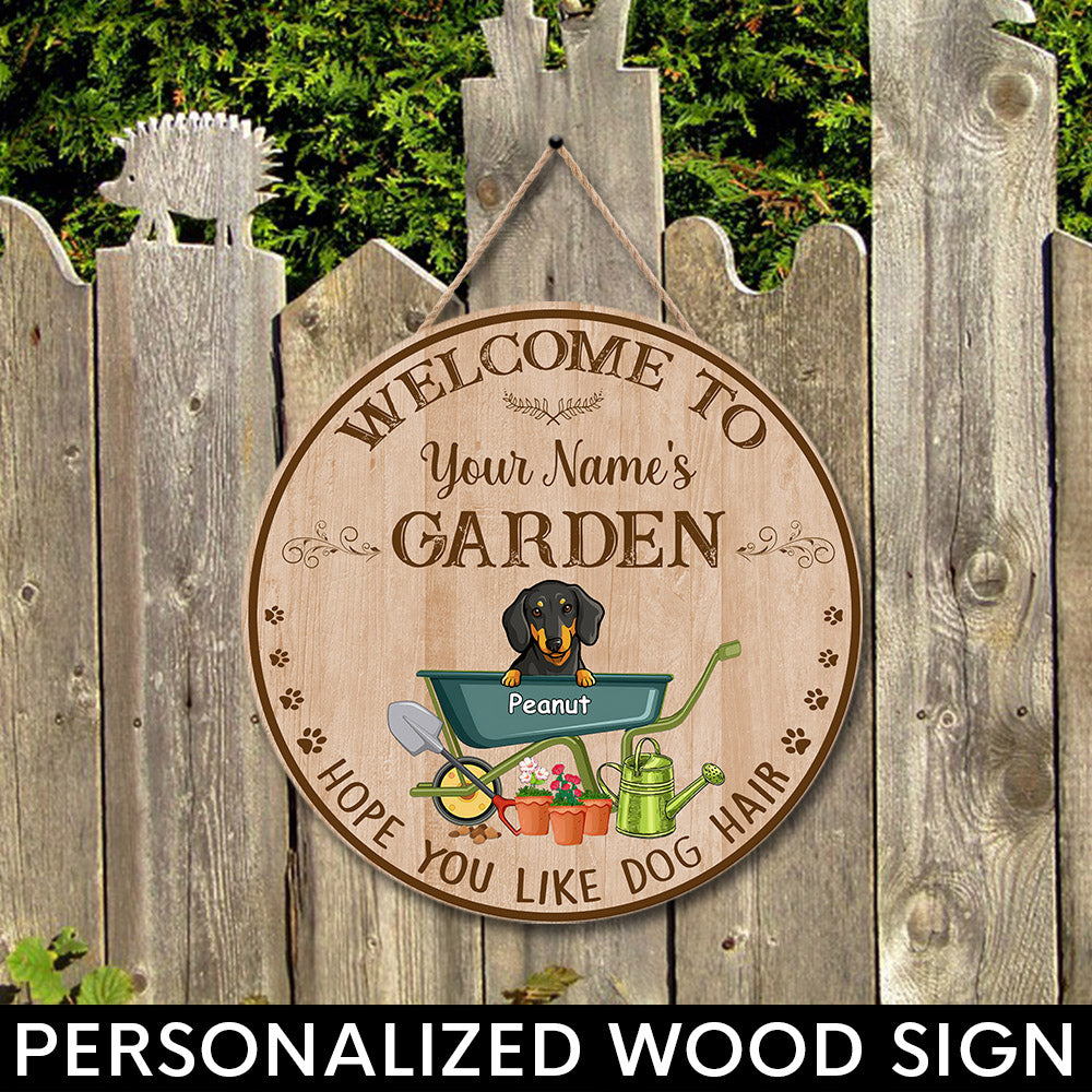 89Customized Personalized Wood Sign Gardening Welcome Dog