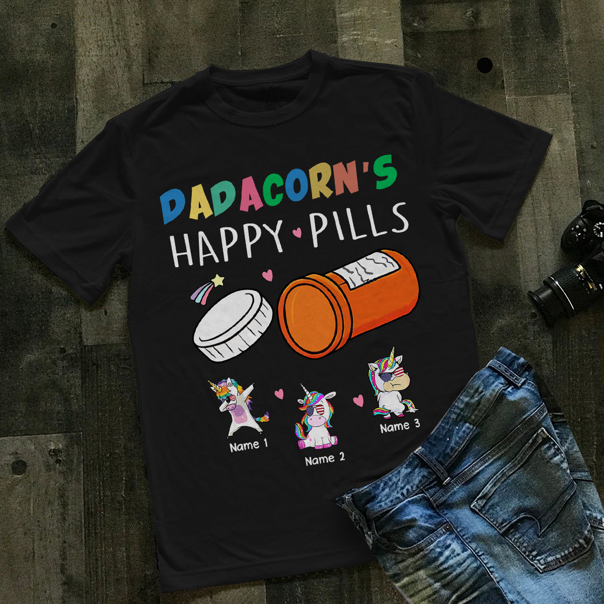 89Customized Dadacorn Happy Pills Unicorn Dad Shirt
