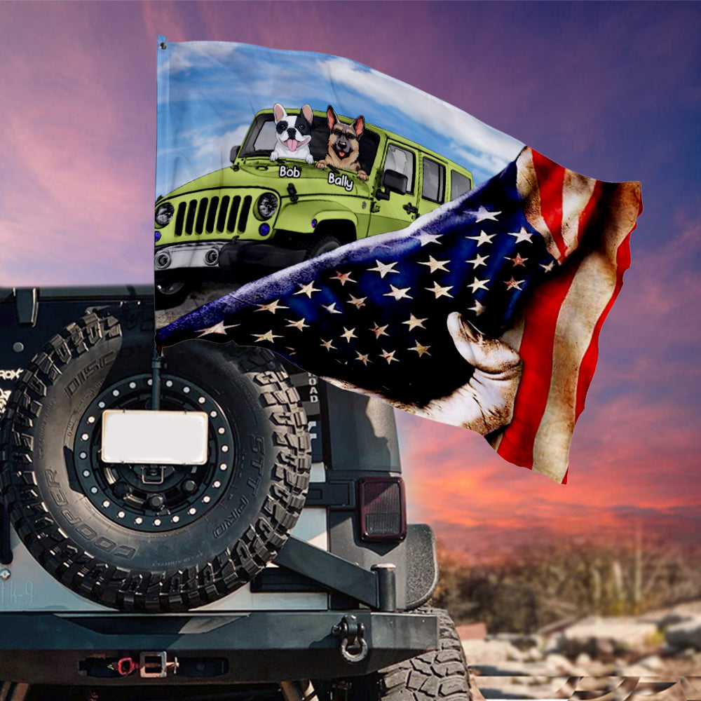 89Customized American Jeep Dogs/Cats Personalized House Flag