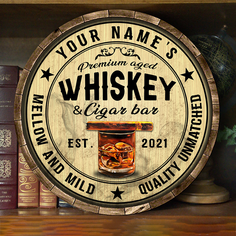 89Customized Whiskey & Cigar Bar Mellow and MildCustomized Wood Sign