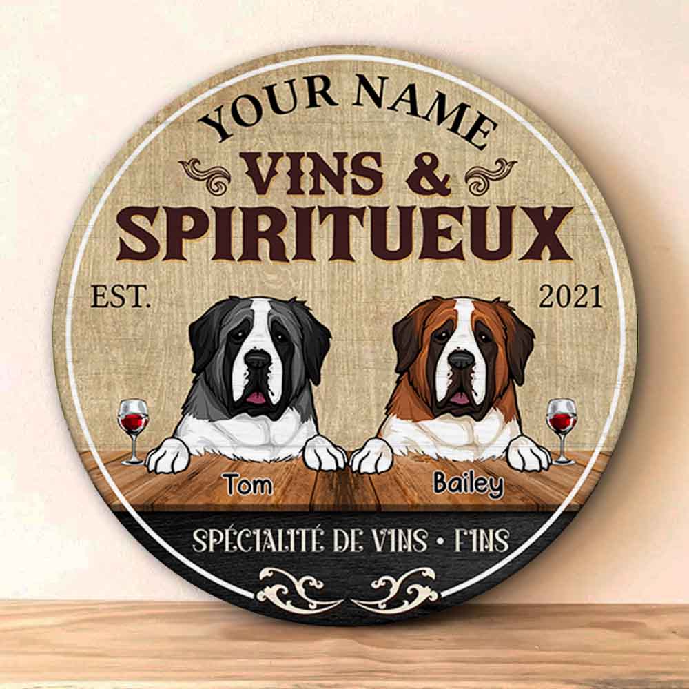 89Customized Vins & Spiritueux Dogs Customized Wood Sign