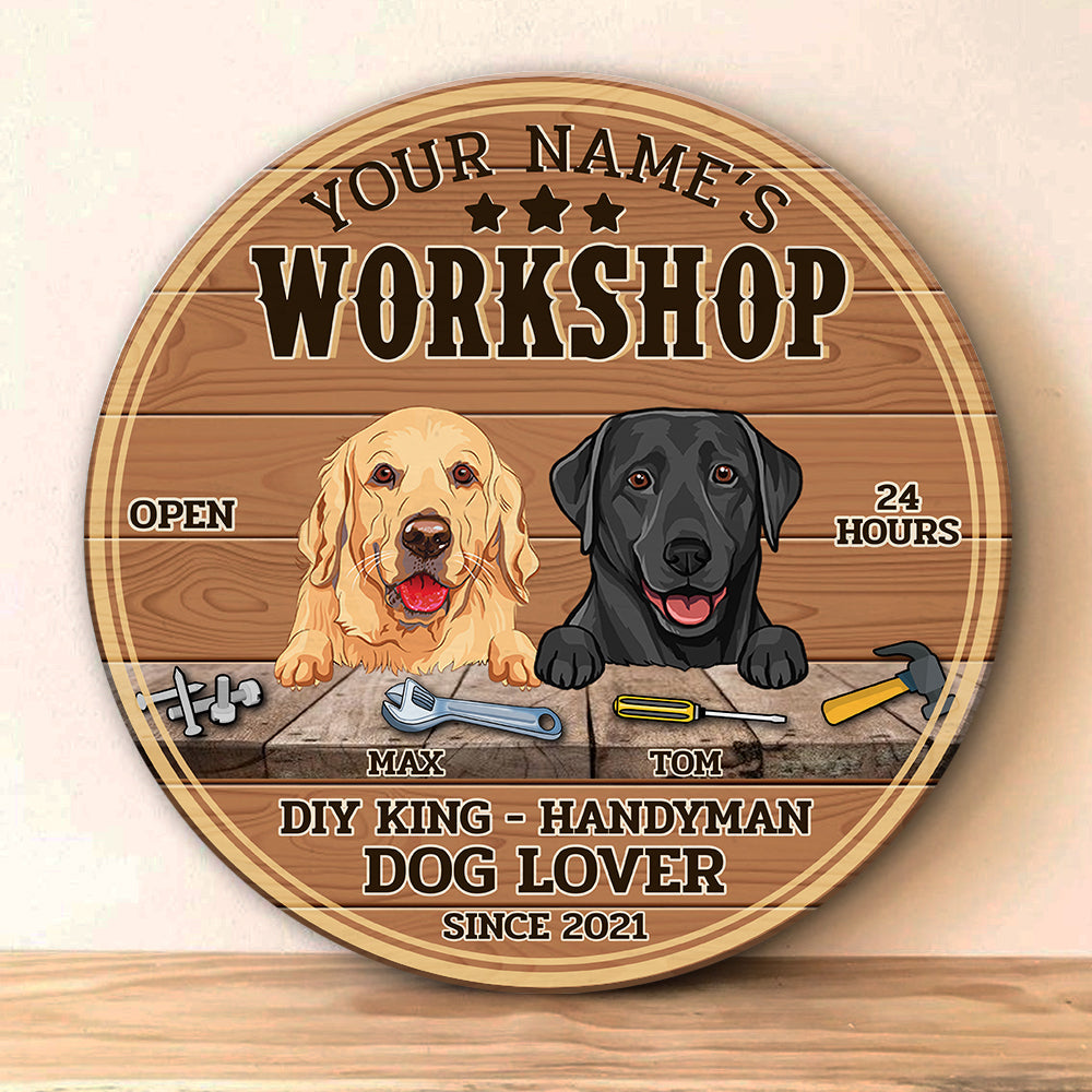 89Customized Garage handyman dog lover Customized Wood Sign