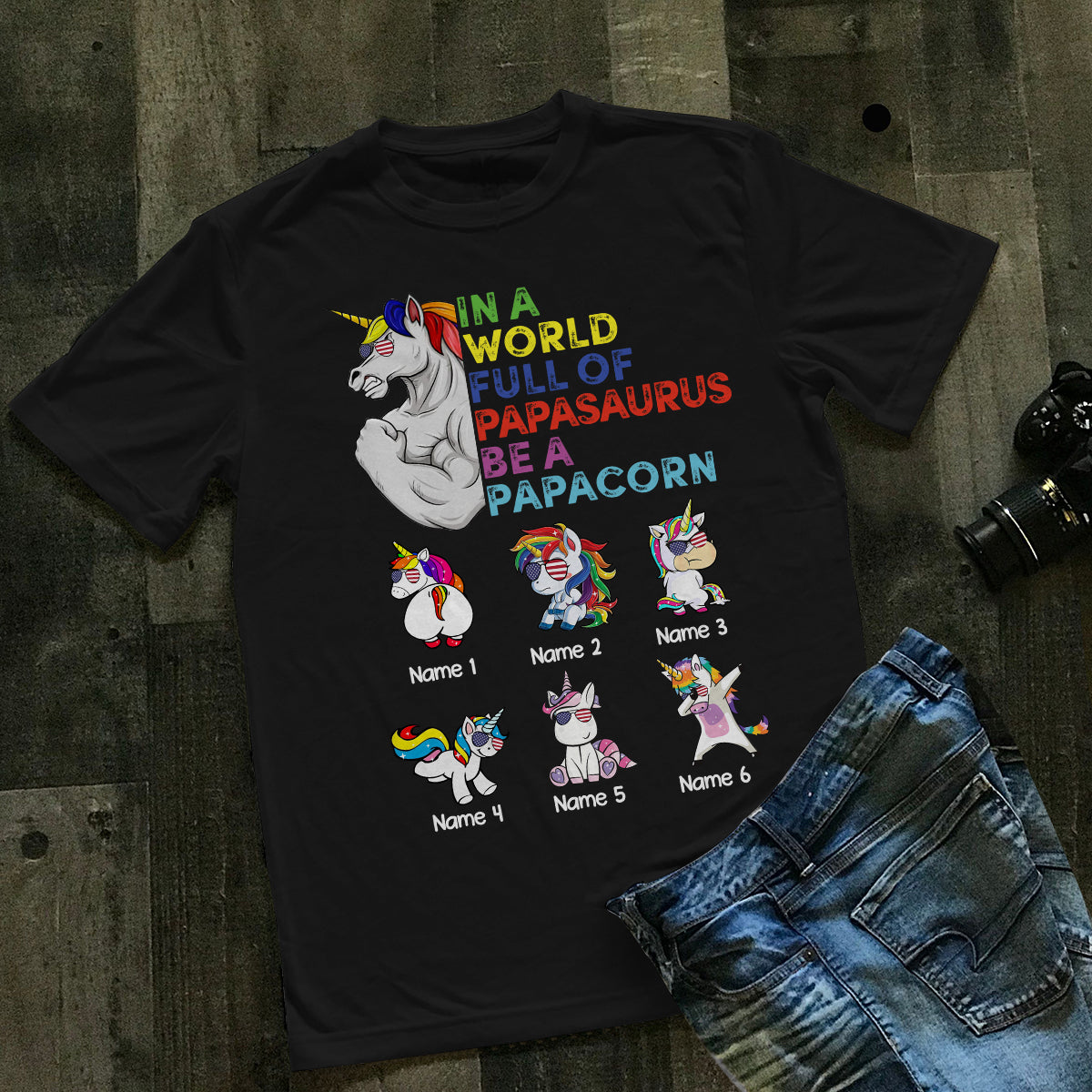 89Customized In a world full of Papasaurus be a Papacorn Unicorn Dad Shirt
