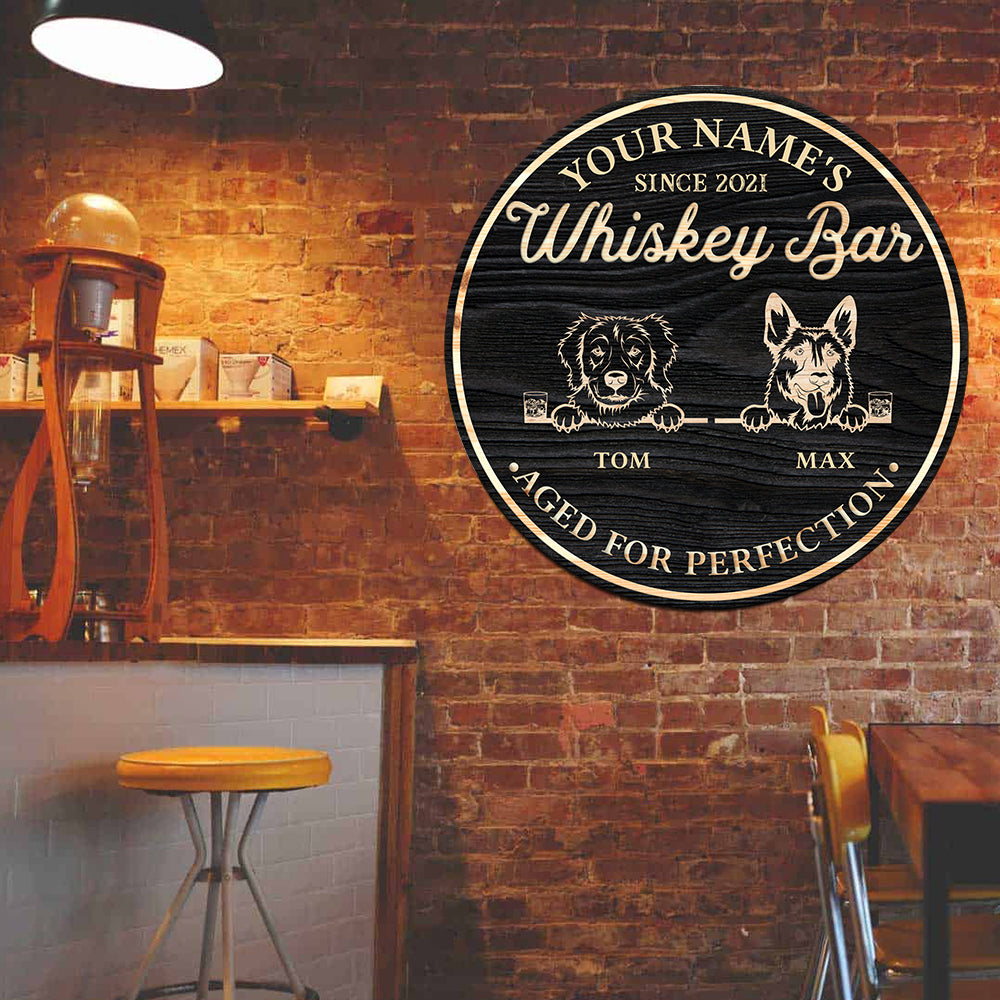 89Customized Whiskey Bar and Dog Customized Wood Sign