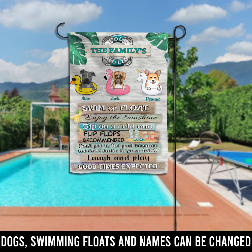 89Customized Dogs' Pool Rules Funny Personalized Flag