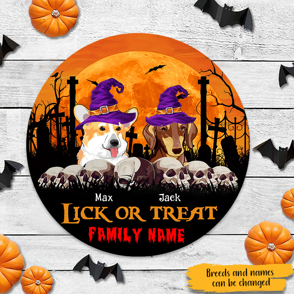 89Customized Lick Or Treat Dogs Welcome Personalized Wood sign