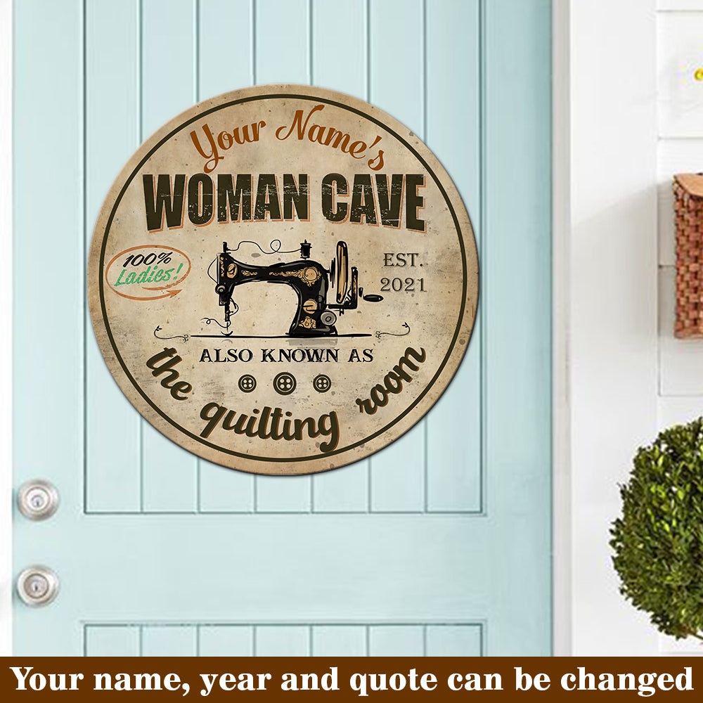 89Customized Quilting room woman cave personalized wood sign