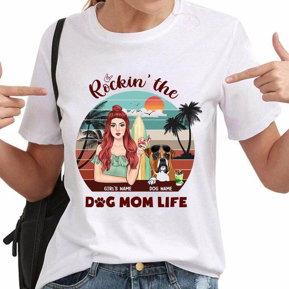 89Customized Rockin' the dog mom life beach girl Customized Shirt