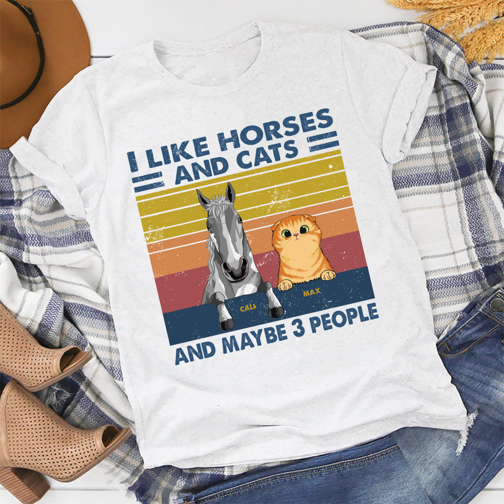 89Customized I like horses and cats and maybe 3 people personalized shirt