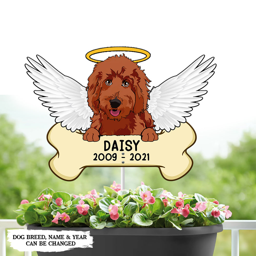 89Customized Dog Memorial Angel Dog With Bone Metal Garden Art