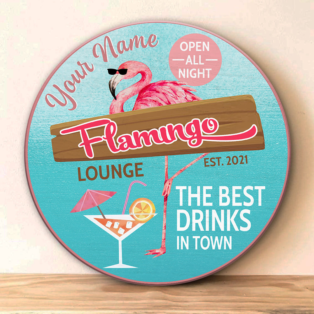 89Customized Flamingo lounge cocktails Customized Wood Sign