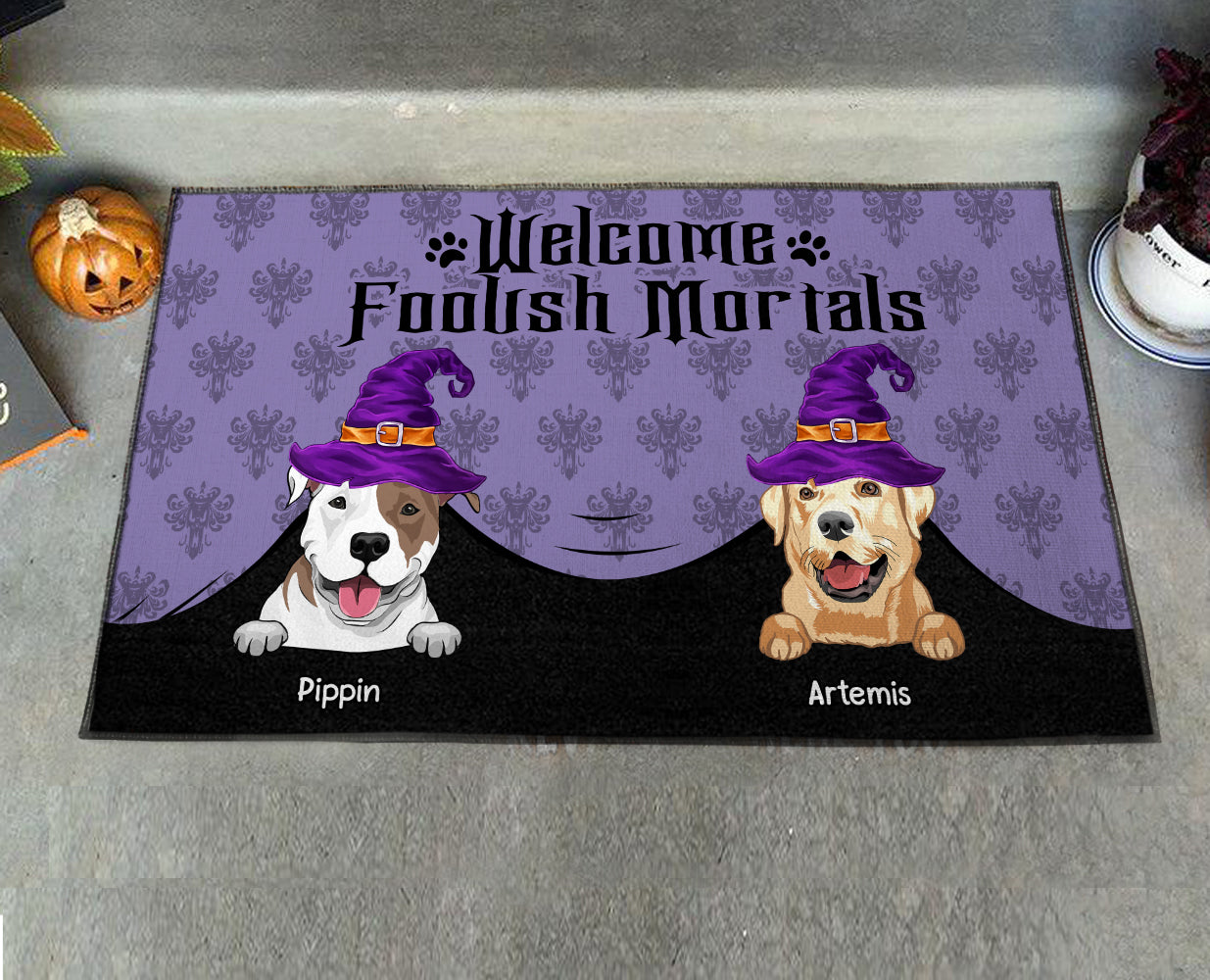 89Customized Welcome Foolish Mortals Personalized Doormat