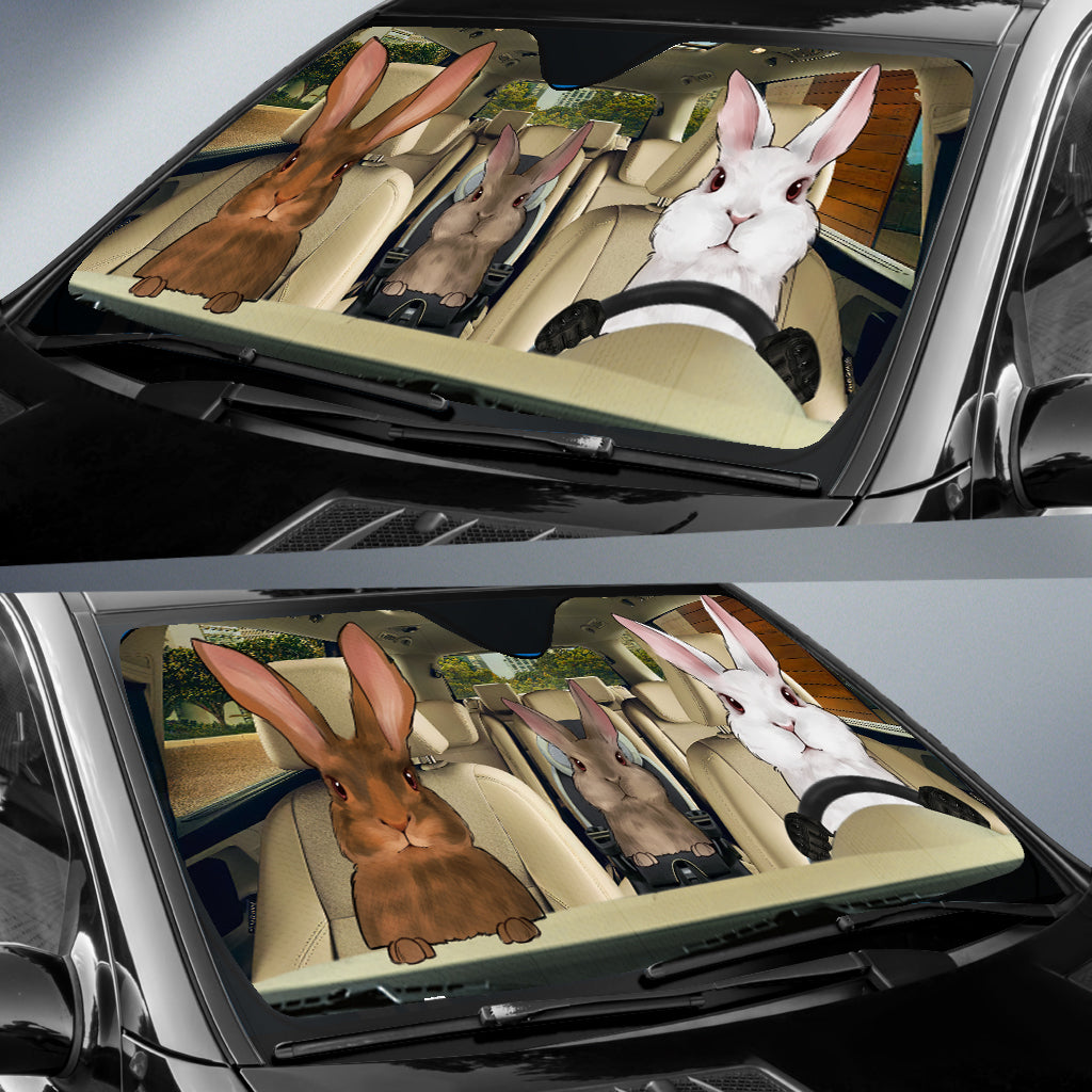 89Customized Rabbit Lovers Personalized Car Sun Shade
