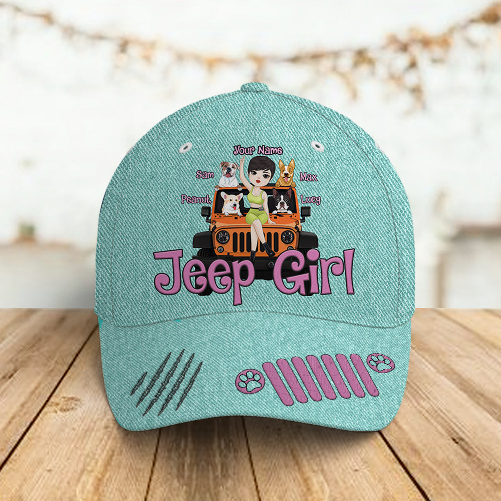 89Customized Jeep Girl Chibi & dog Customized Cap