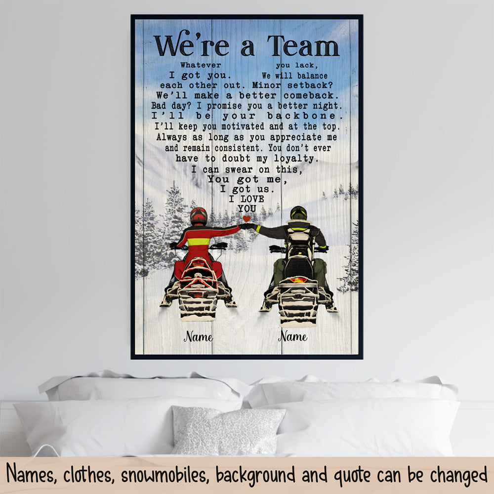 89Customized Snowmobiling Couple Personalized Poster 4