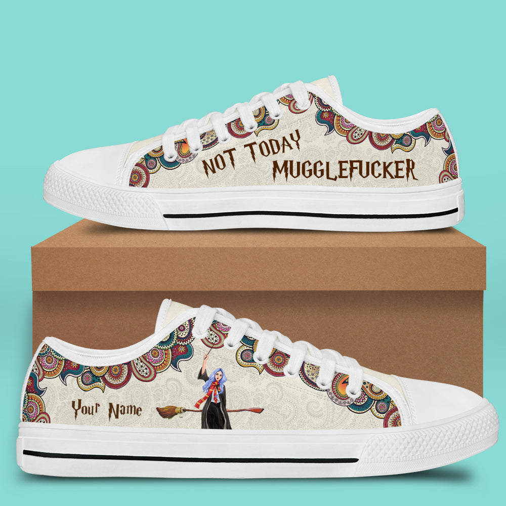 89Customized Wizard Girl Harry Potter personalized white low top shoes