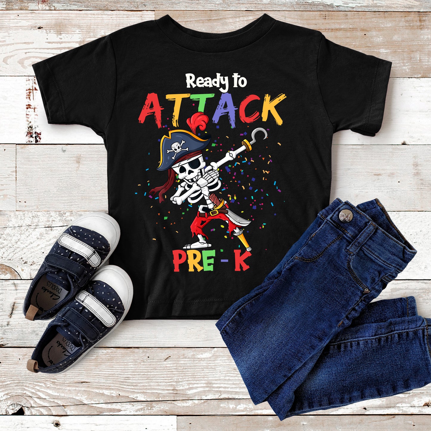 89Customized Ready to attack Kindergarten Pirate personalized youth t-shirt