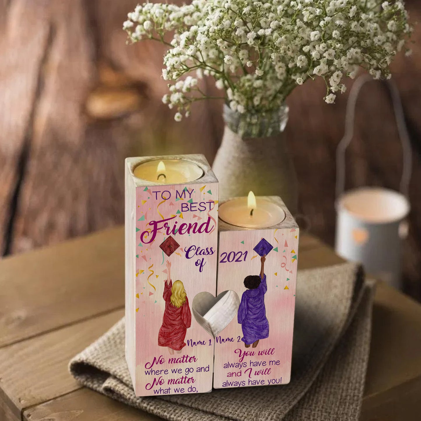 89Customized Candle Holder To My Best Friend Graduate