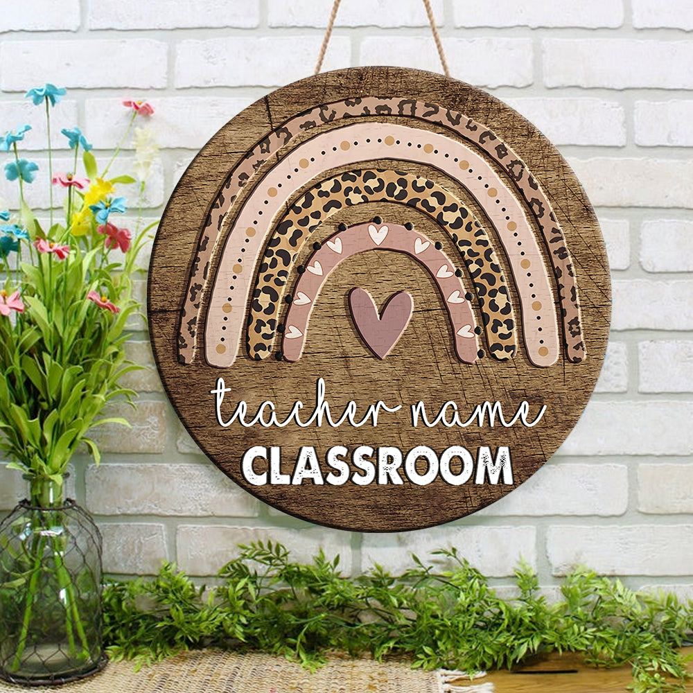 89Customized Leopard pattern Teacher personalied wood sign