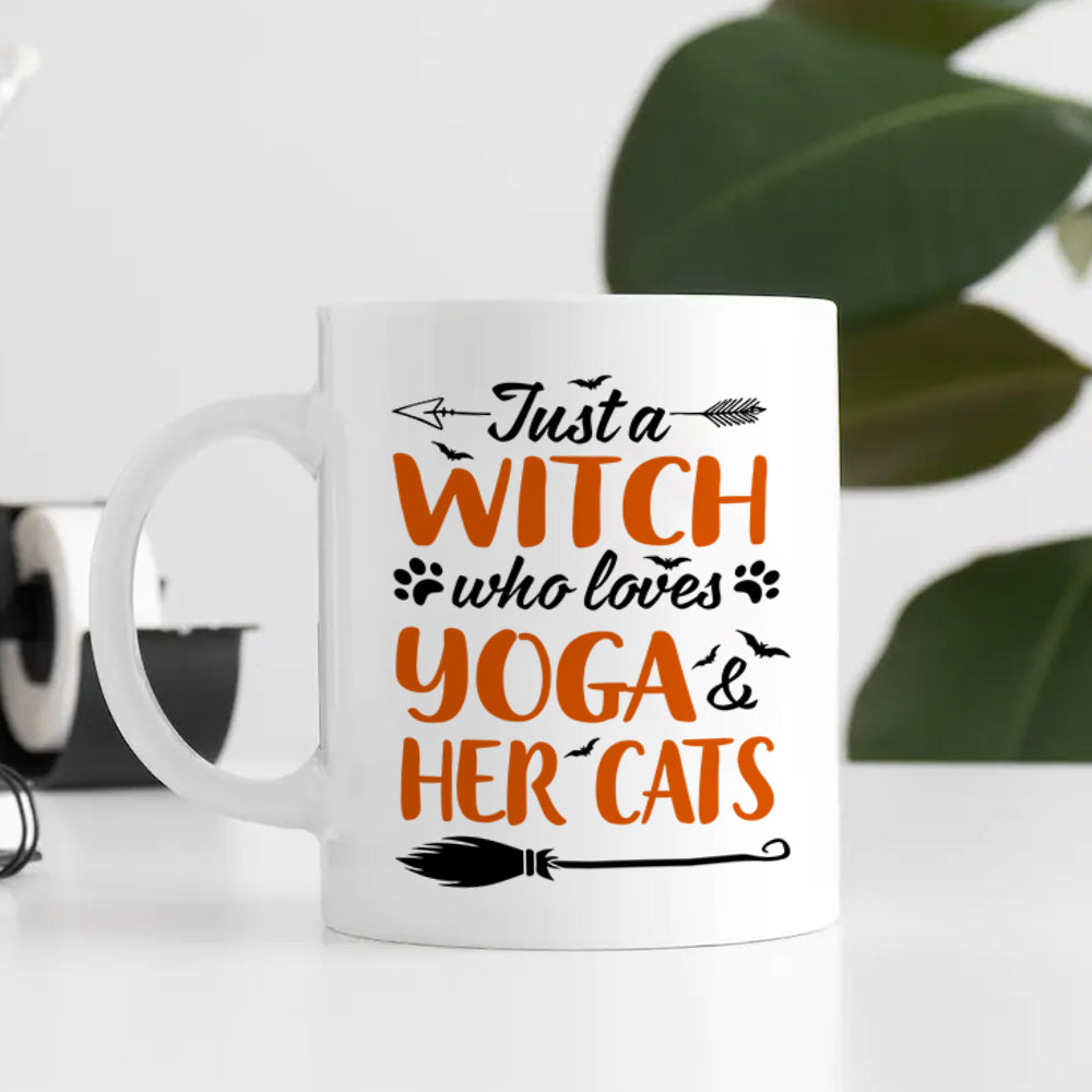 89Customized Just a Witch who loves Yoga and Her Cat Mug