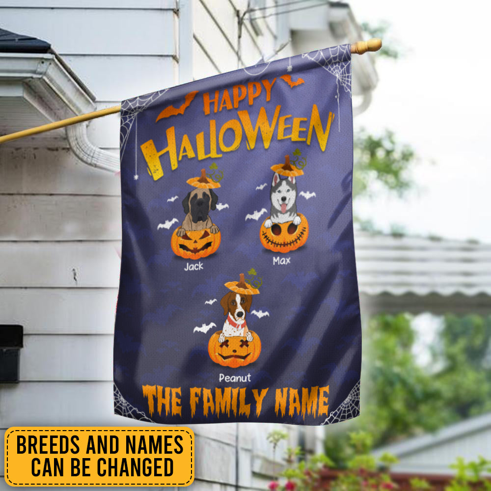 89Customized Happy Halloween Pumpkin Dogs Personalized Flag