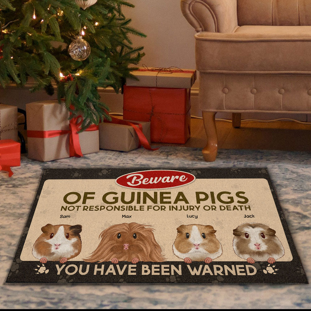 89Customized Beware Of Guinea Pigs Funny Personalized Doormat