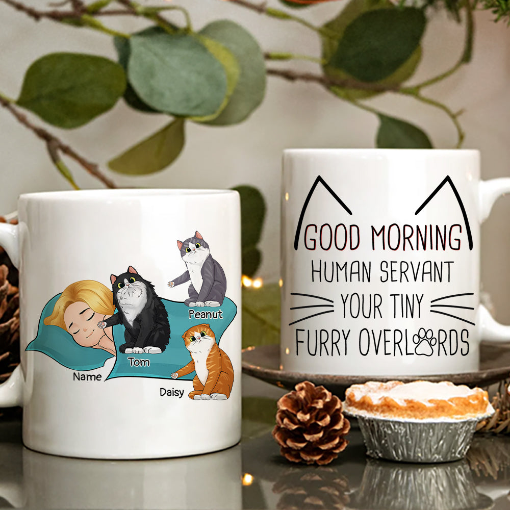 89Customized Good morning human servant version sleeping human personalized mug
