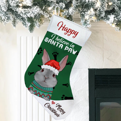 89Customized I Believe In Santa Paw Rabbits Personalized Christmas Stocking