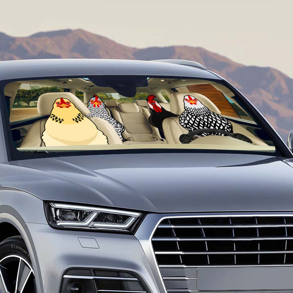 89Customized Funny chickens personalized car sun shade
