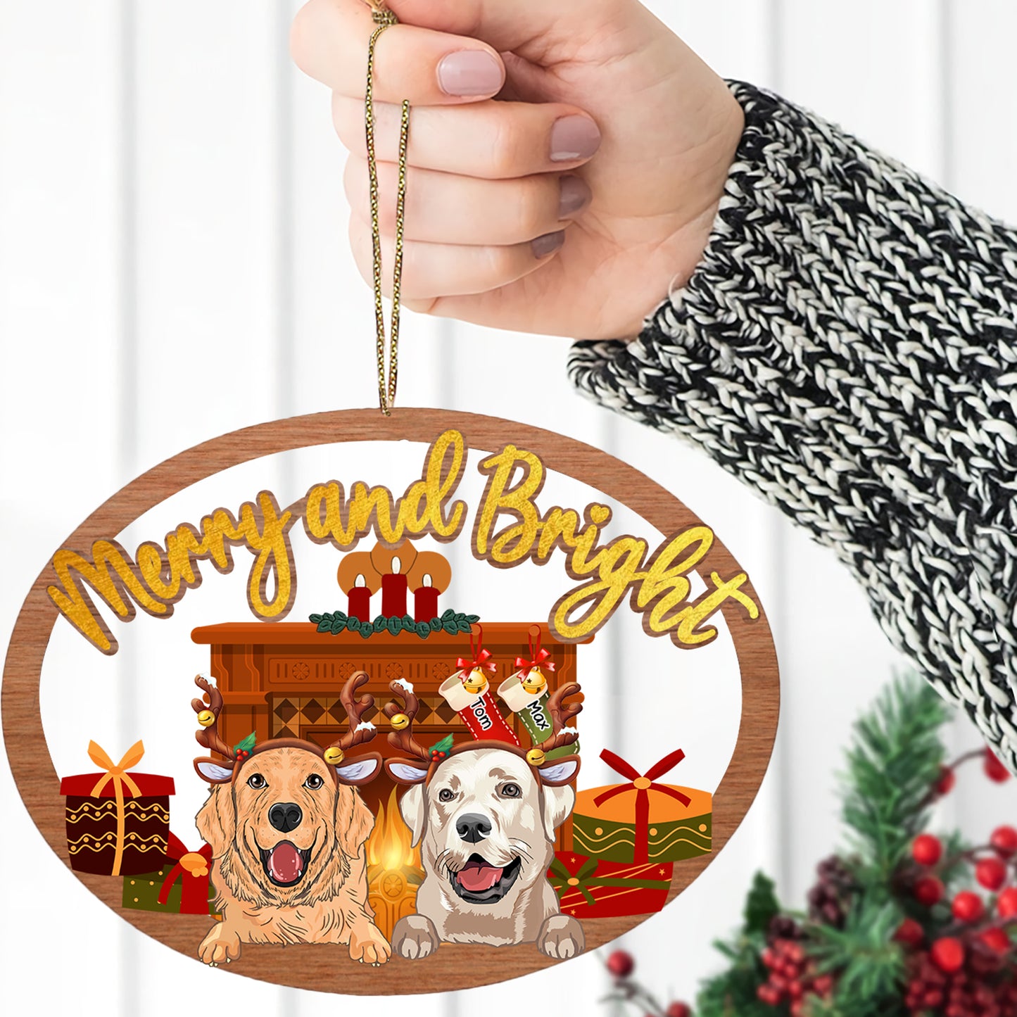 89Customized Merry and Bright - Personalized ornament