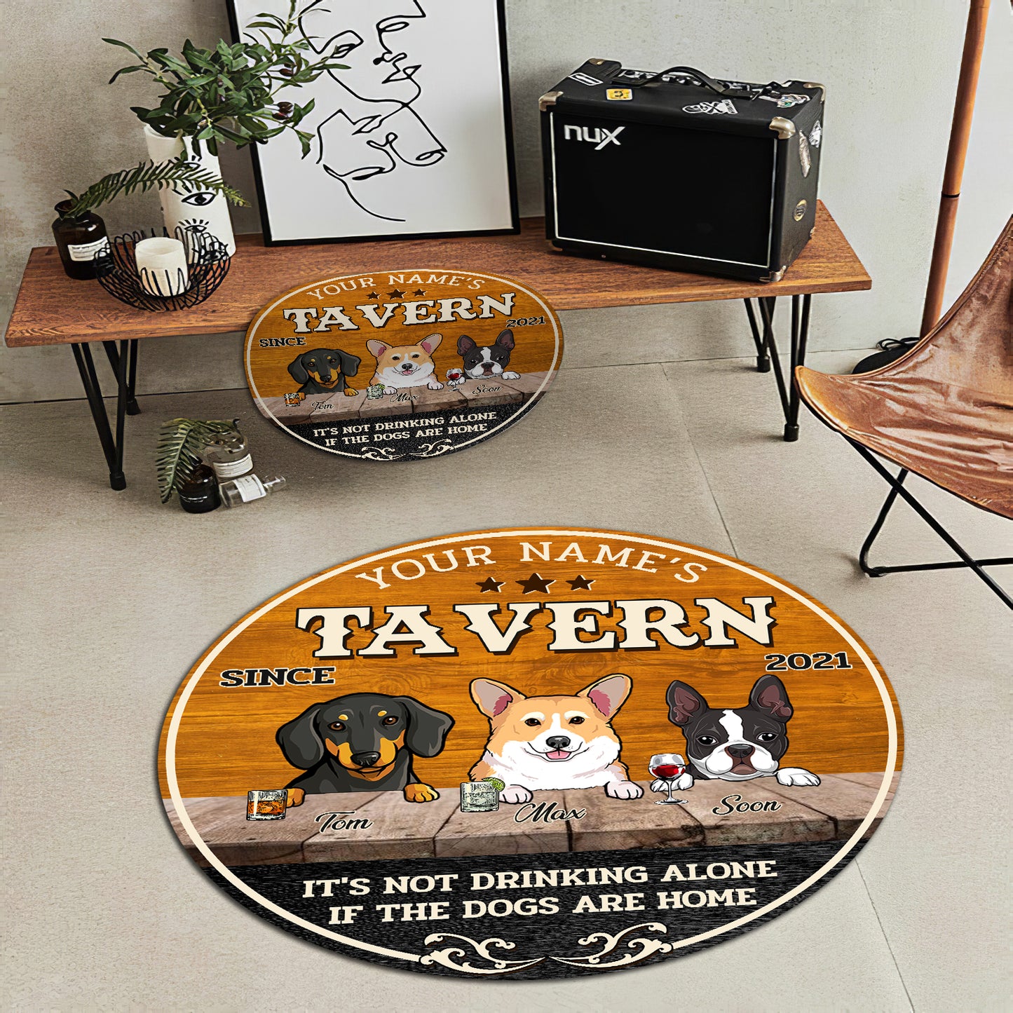 89Customized Tavern dog Customized Round Rug